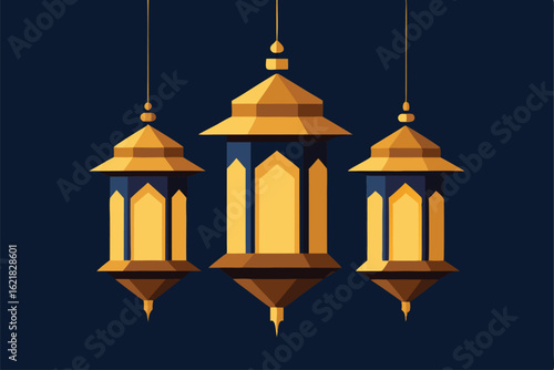 golden lanterns with intricate cut out designs   .eps