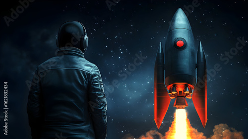 Person watching rocket launch