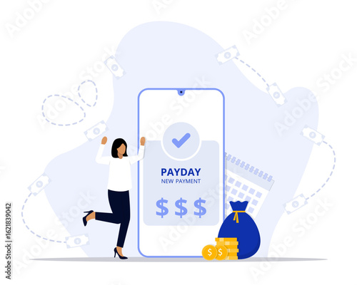 Payday concept illustration. Suitable for landing page, ui, web, App intro card, editorial, flyer, and banner.