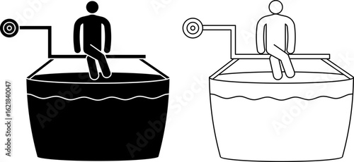 dunk tank, also known as a dunking booth or dunking machine icon