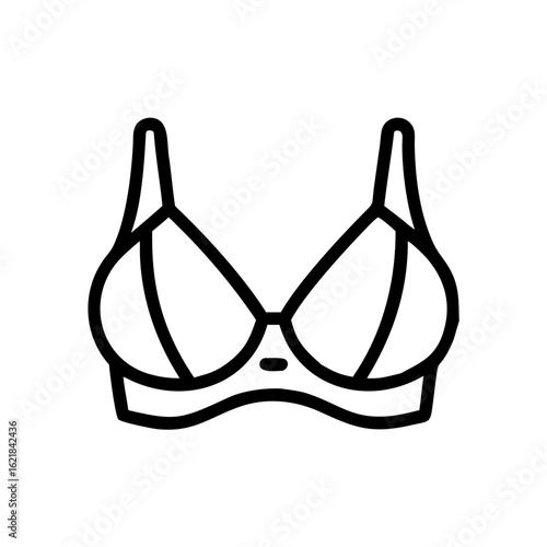 Lace bra design in simple line art style on white background  