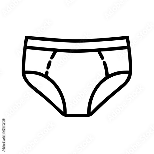 Basic white briefs with simple line design on white background  