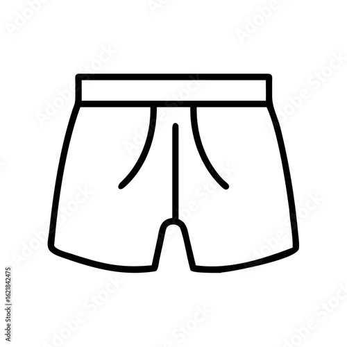 Simple line drawing of men's boxer shorts on white background  
