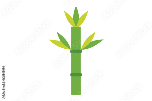 A vibrant green bamboo stalk stands tall, isolated on white background Ai Generated