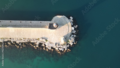 Obraz na plátně Lighthouse of Monopoli – Drone View at Sunrise, Apulia, Italy