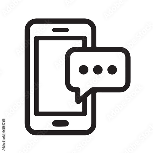 Mobile phone messaging silhouette vector