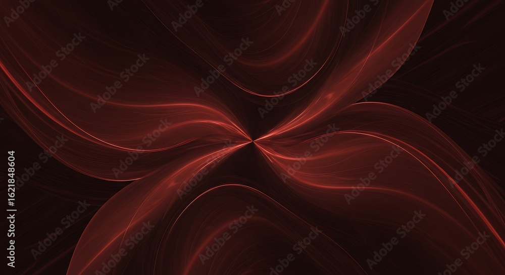 Naklejka premium Abstract Red Flowing Light Patterns in Dark Space