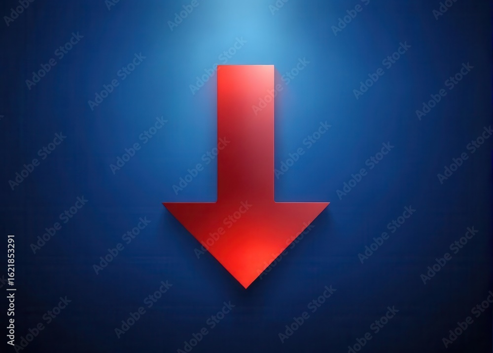 An arrow pointing downwards on a dark blue background with subtle gradient effect An arrow pointing downwards on a dark blue background with subtle gradient effect