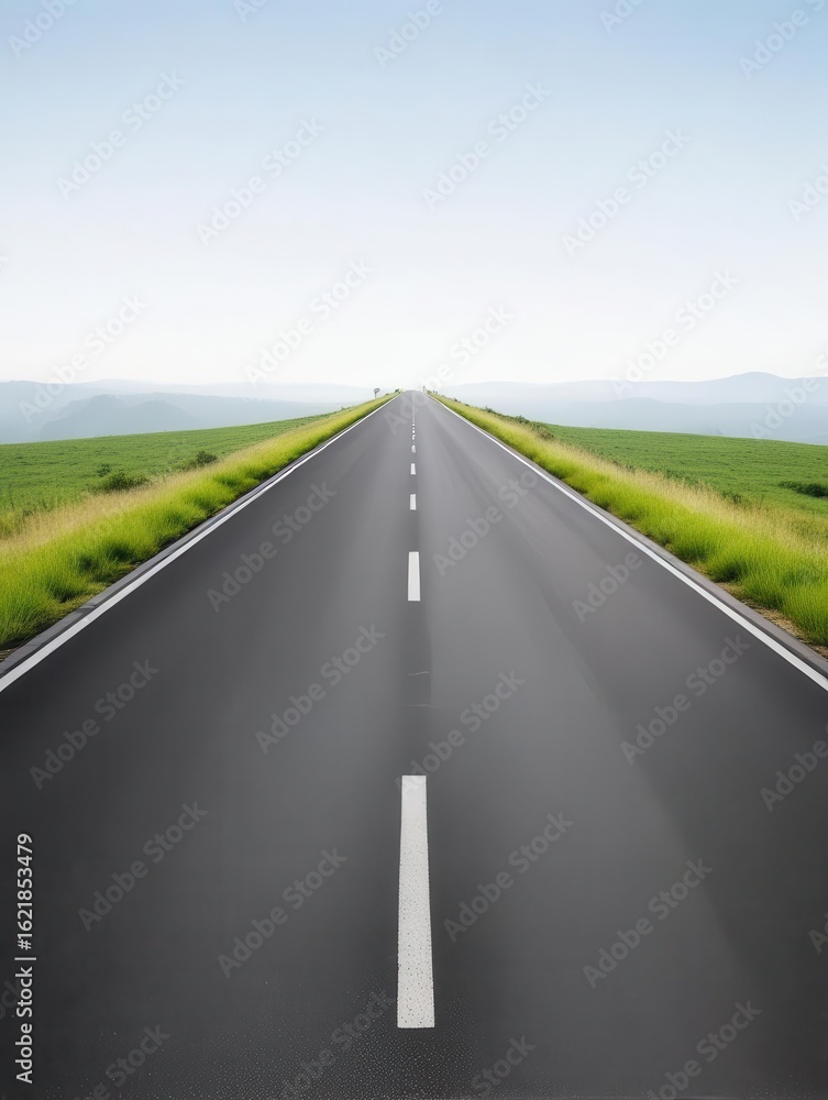 Fototapeta premium Road leading into the distance on a clear transparent background