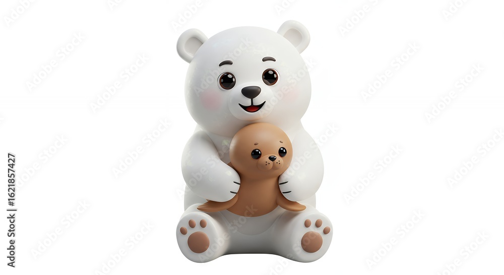White polar bear toy with teddy bear White polar bear toy with teddy bear