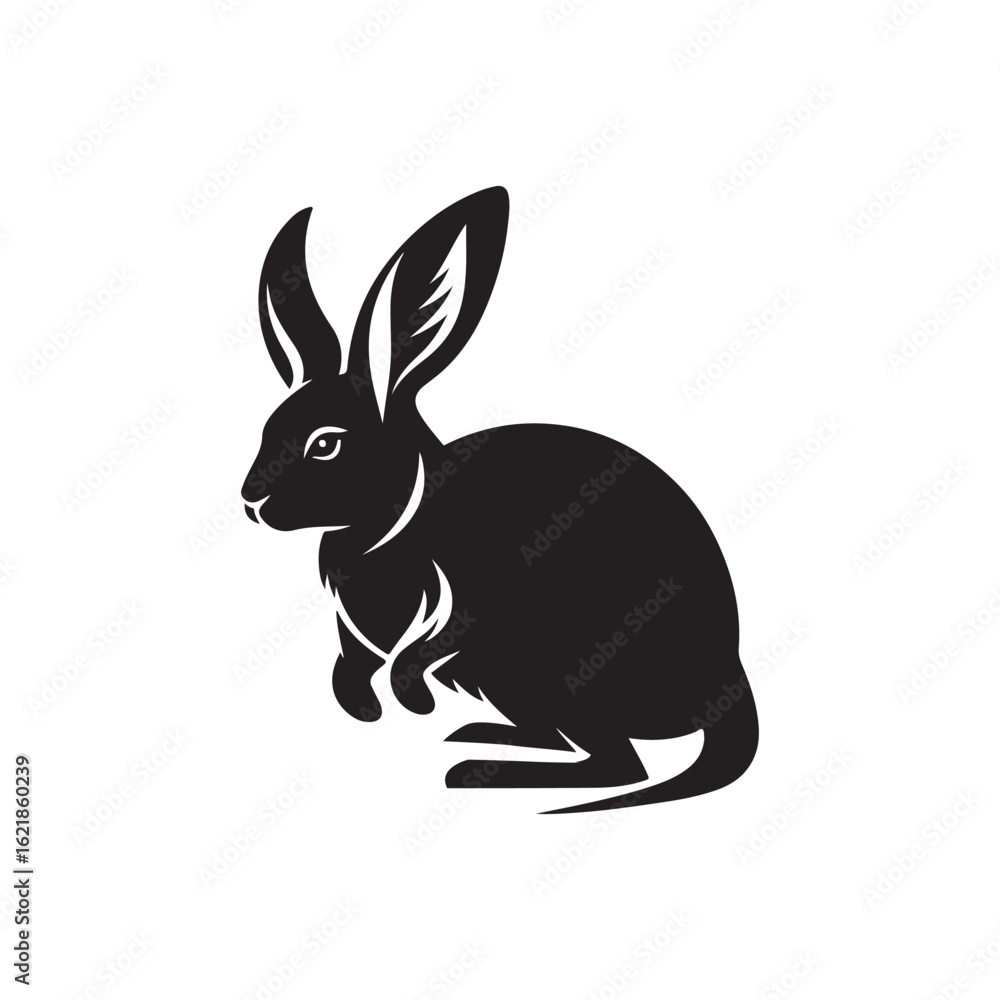 Fototapeta premium National Bilby Day Silhouette Vector Illustration, Solid White Background.
