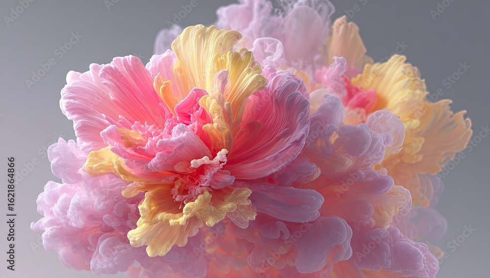 Obraz premium Abstract floral explosion of soft pinks and yellows