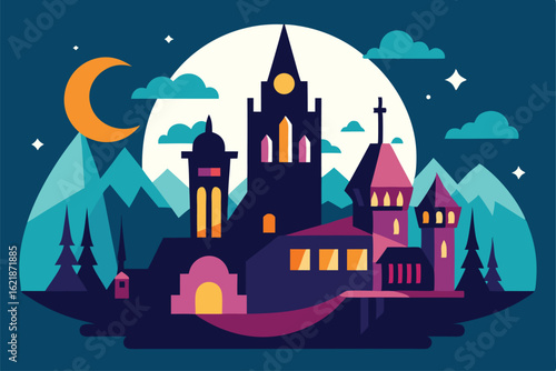 collage style dreamlike spooky cityscape  .eps