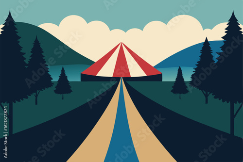 forest path leading to a circus tent   (1).eps