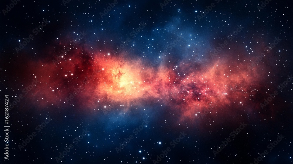 Naklejka premium Nebula of vibrant colors against a dark starry expanse