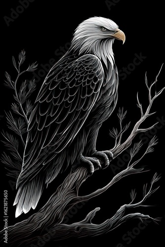 Majestic eagle perched on a branch