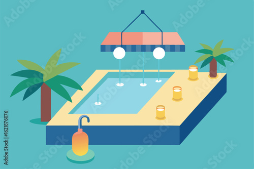 aerial layout of poolside landscape with pool bar .eps