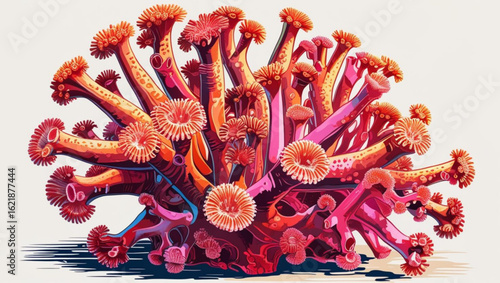 Colorful corals brighten the seabed