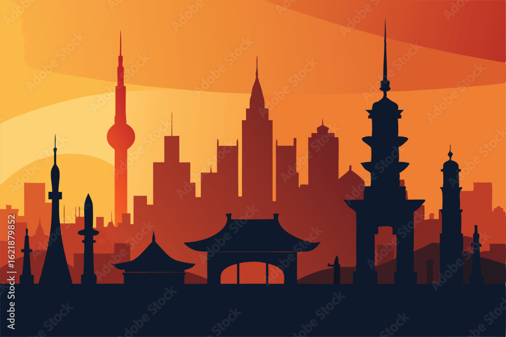 Fototapeta premium silhouette of the temple