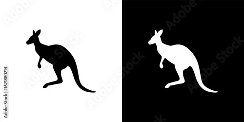 Two kangaroo silhouettes, one black on white, the other white on black, presented side-by-side.