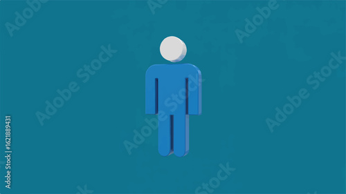 Blue man white head icon male figure