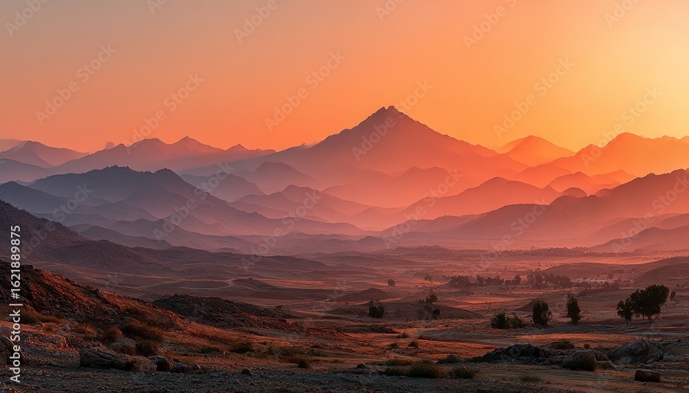 Naklejka premium Sunrise over mountain range