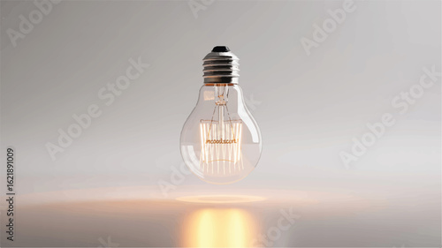 Glowing filament inside clear glass bulb light bulb incandescent