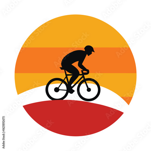 silhouette of a man riding a bike