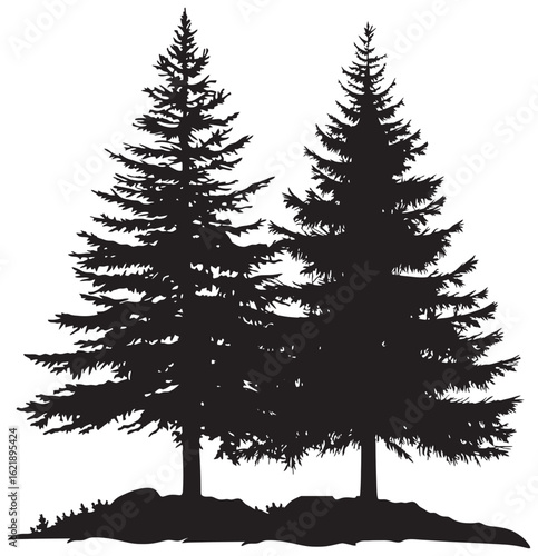 Fir tree silhouette element