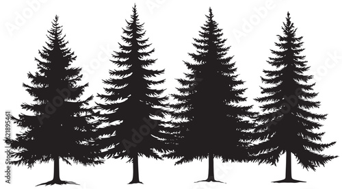 Four Fir tree silhouette element