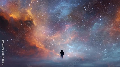 Facing the Infinite: A silent moment under galactic breath.