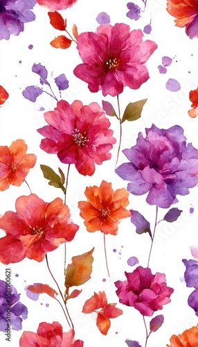 Wallpaper Mural Watercolor floral pattern (1) Torontodigital.ca