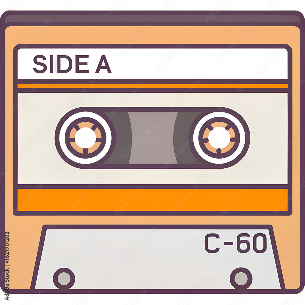Fototapeta premium Music Cassette Tape Colored Illustration