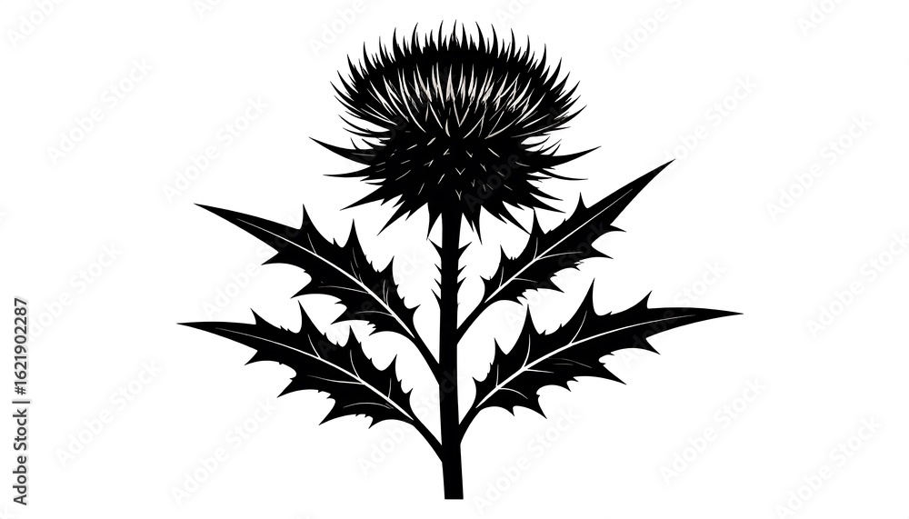 custom made wallpaper toronto digitalMonochrome botanical illustration of a thistle flower against a clear backdrop
