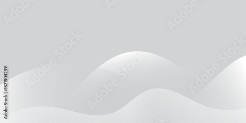 elegant abstract design featuring smooth, flowing white and light gray waves. Luxurious satin wave background with a smooth elegant drape Horizontal gray background for business banner, or backdrop.	
