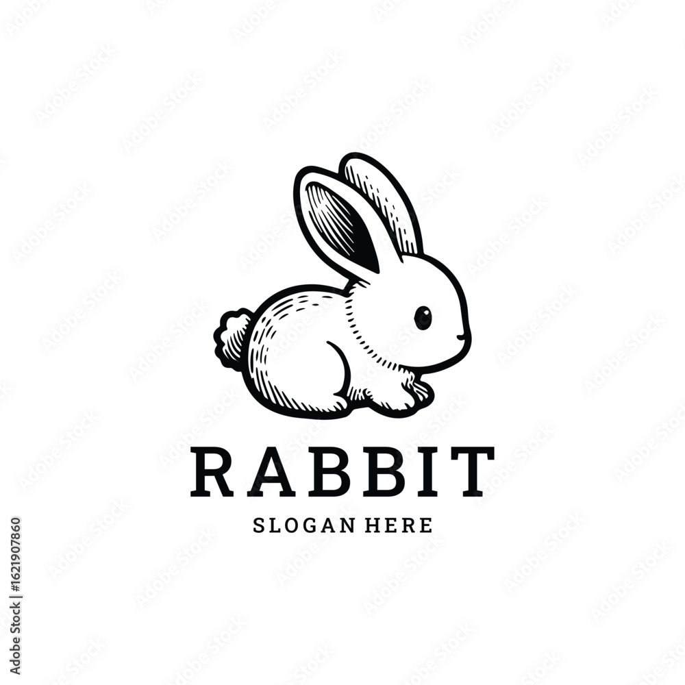 Fototapeta premium Minimal rabbit logo with clean design and simple shape.