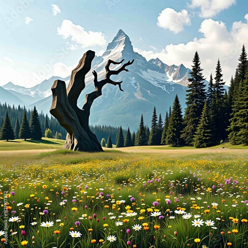 Combine this image with another iconic scene (e.g., a mountain range, a forest) for a surreal juxtaposition.