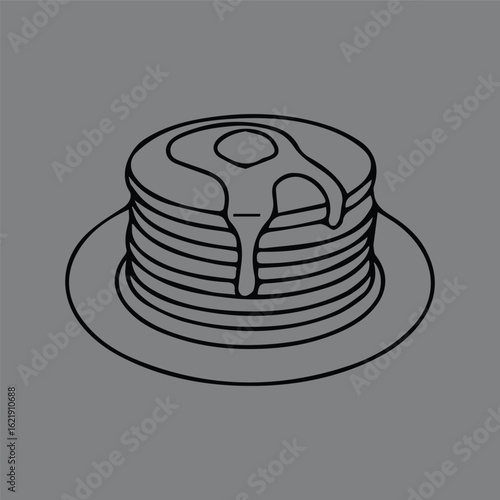 Minimalist line icon of a sauce squeeze bottle for condiments. Vector illustration of a plastic dispenser for ketchup or mustard on a grey background.