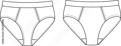  Plain white cotton briefs for women and men, classic comfortable underwear design, essential basic apparel, versatile undergarment illustration for fashion, everyday wear.