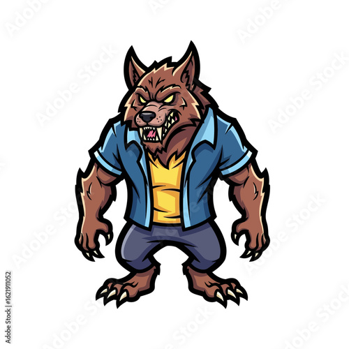 Vector SVG Illustration of a Werewolf Character in Modern Cartoon Style with Bold Lines and Vibrant Colors