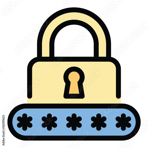 Password icon flat line style illustration representing account security and authentication suitable for login interfaces cybersecurity tools and user privacy projects
