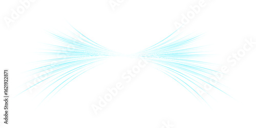 Blue shiny sparks of spiral wave. A curved bright line of speed is spinning. Shiny wavy path. Rotating dynamic neon circle. Magic blue swirl with highlights.