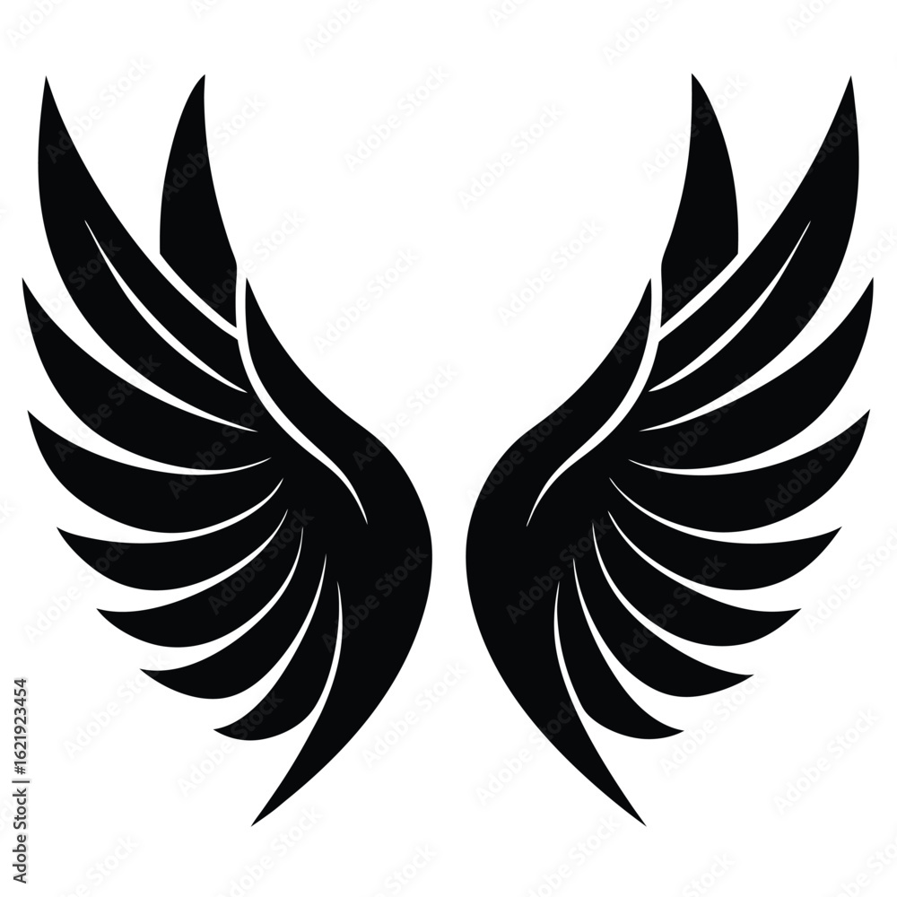 Fototapeta premium Stylized Black Angel Wings graphic symbol