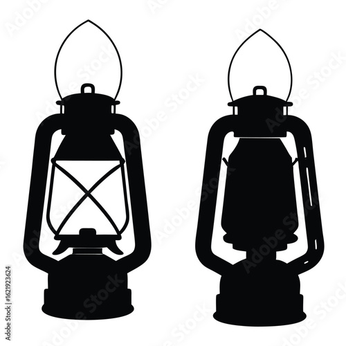 Vintage kerosene lanterns silhouette oil lamp retro