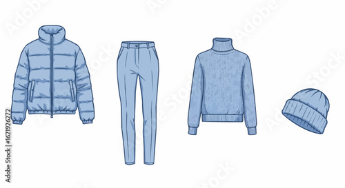 Denim Clothing Set – Blue Jeans and Shirt Flat Illustration
