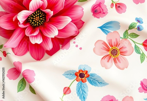Delicate watercolor floral print on soft cotton fabric,  fabric,  summer