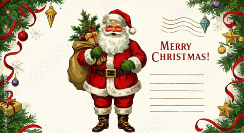 Santa Claus with Christmas Letter – Festive Holiday Drawing