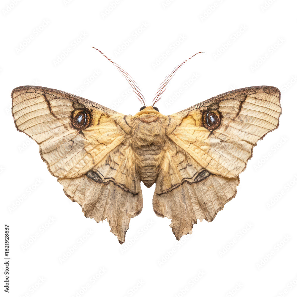 Naklejka premium Moth resting Sits still on a surface with wings folded. full length isolate on transparent background