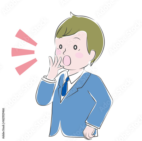 びっくりしているスーツを着た若手社員　男性