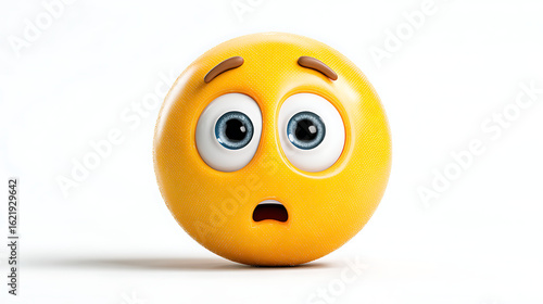 A surprised yellow emoji with big eyes, set against a plain white background, conveying shock